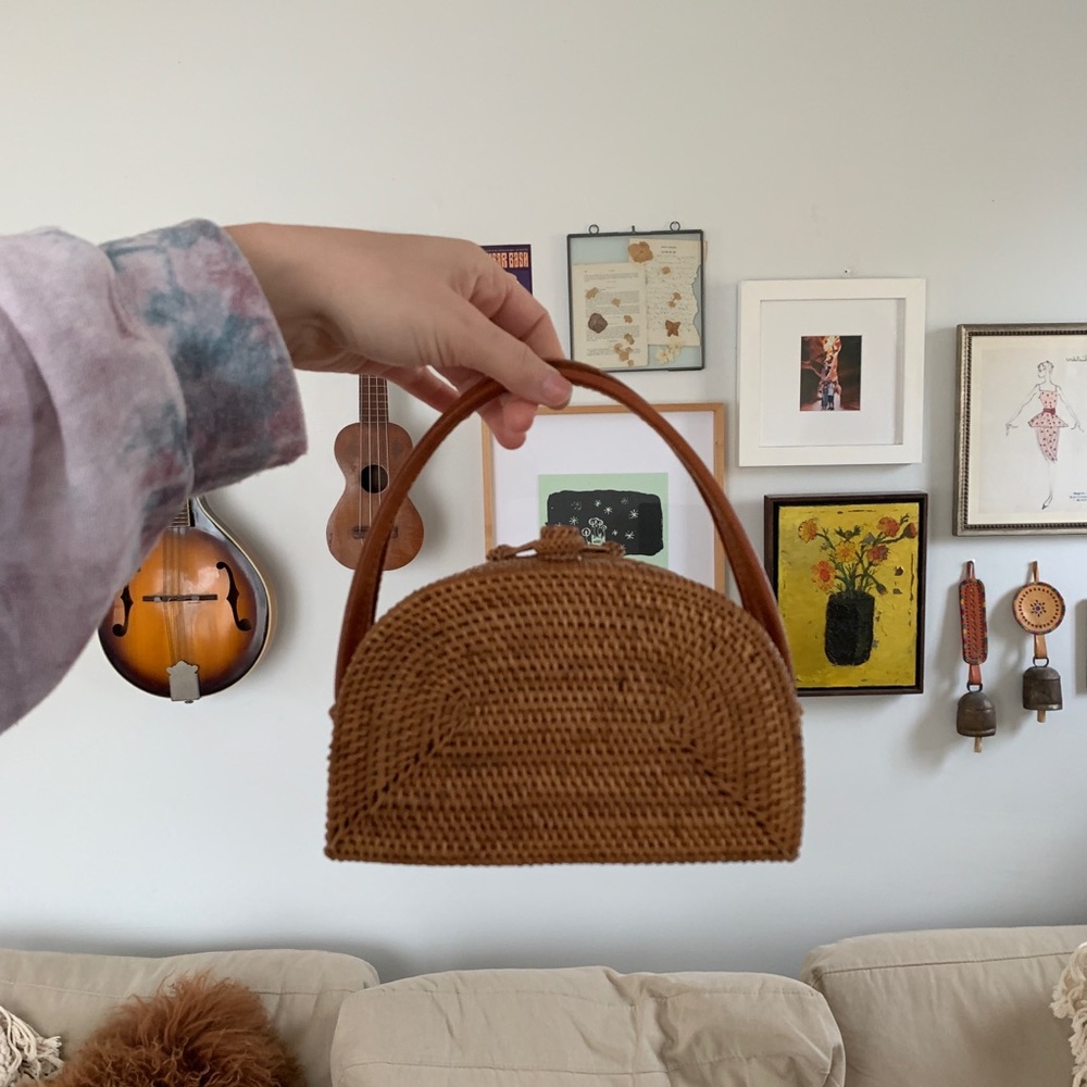 Anthropologie rattan mini bag
